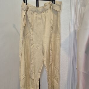 Passport Women's Cream Chinos with Tie Accents